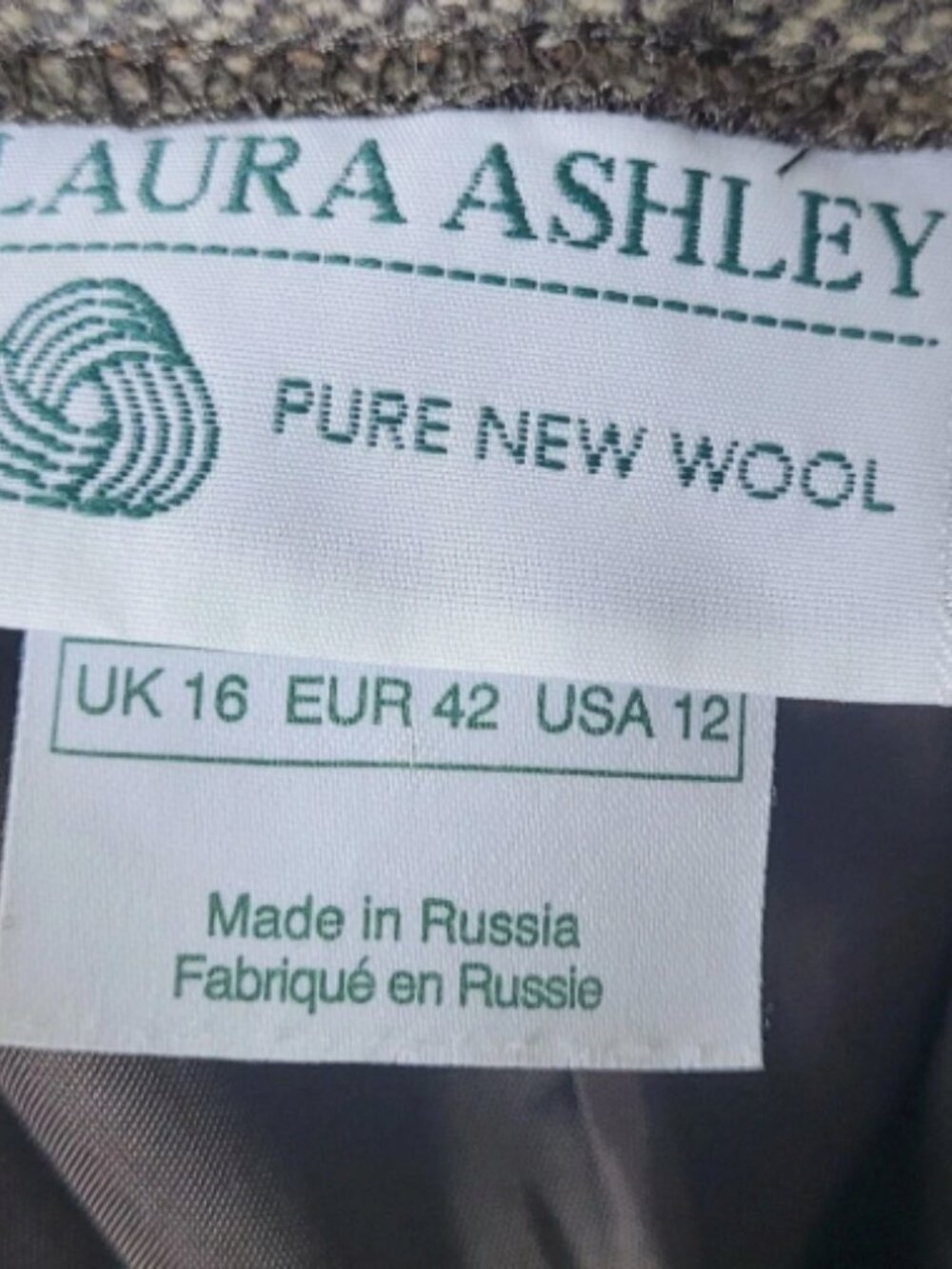 Vintage Laura Ashley Pure New Wool A-Line Midi Skirt 29" Waist - Picture 9 of 10